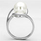 MA3W512 - Rhodium Brass Ring with Synthetic Pearl in White