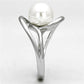 MA3W512 - Rhodium Brass Ring with Synthetic Pearl in White