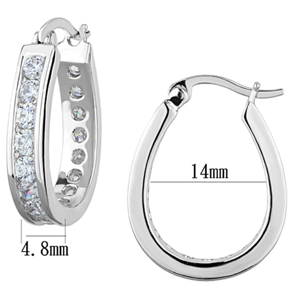 MA3W625 - Rhodium Brass Earrings with AAA Grade CZ  in Clear