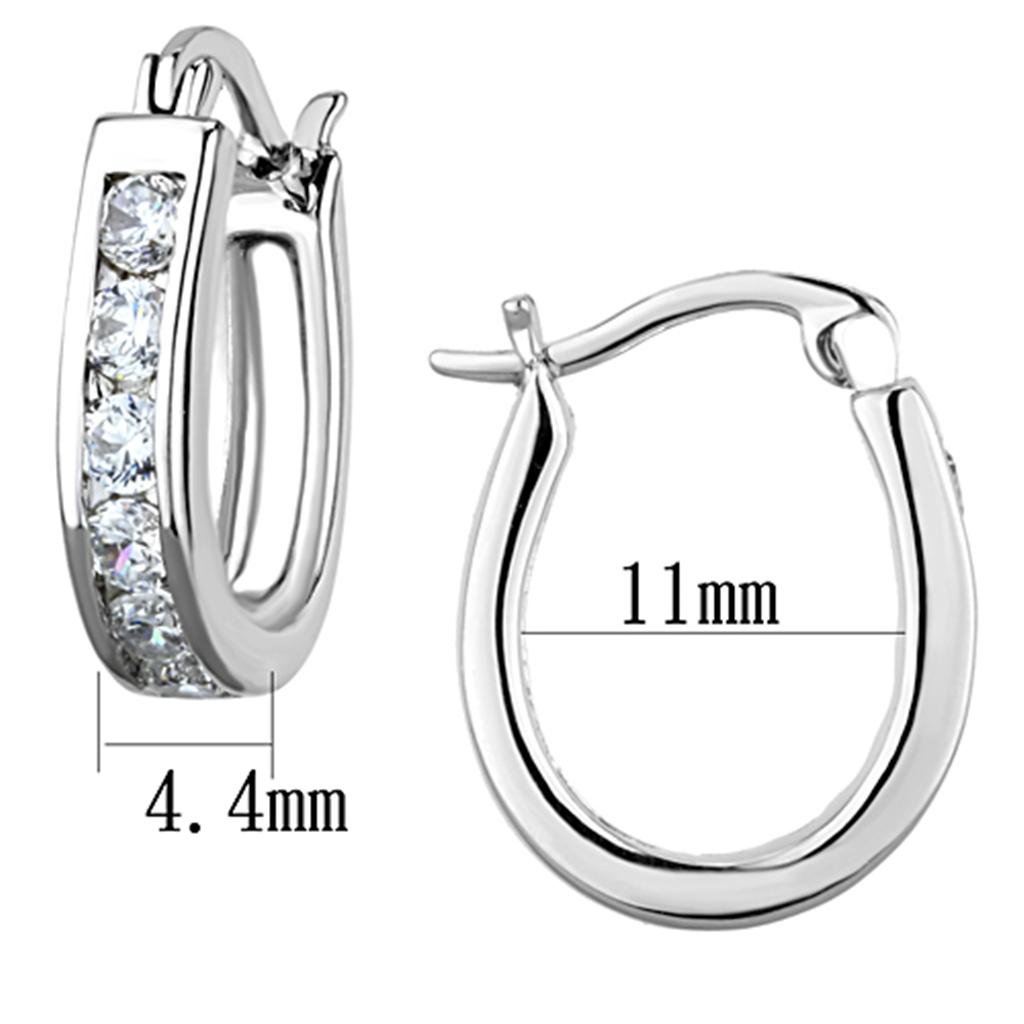 MA3W627 - Rhodium Brass Earrings with AAA Grade CZ  in Clear