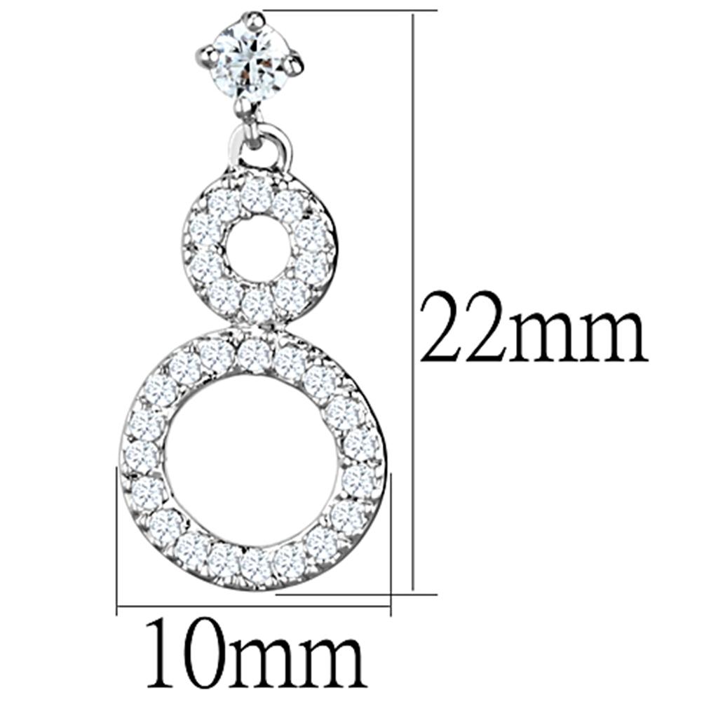 MA3W639 - Rhodium Brass Earrings with AAA Grade CZ  in Clear