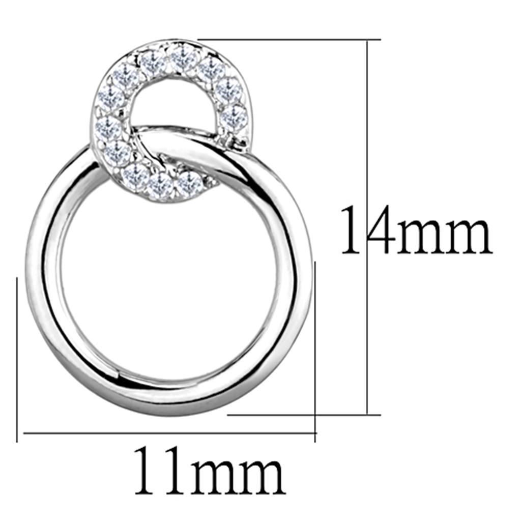 MA3W641 - Rhodium Brass Earrings with AAA Grade CZ  in Clear