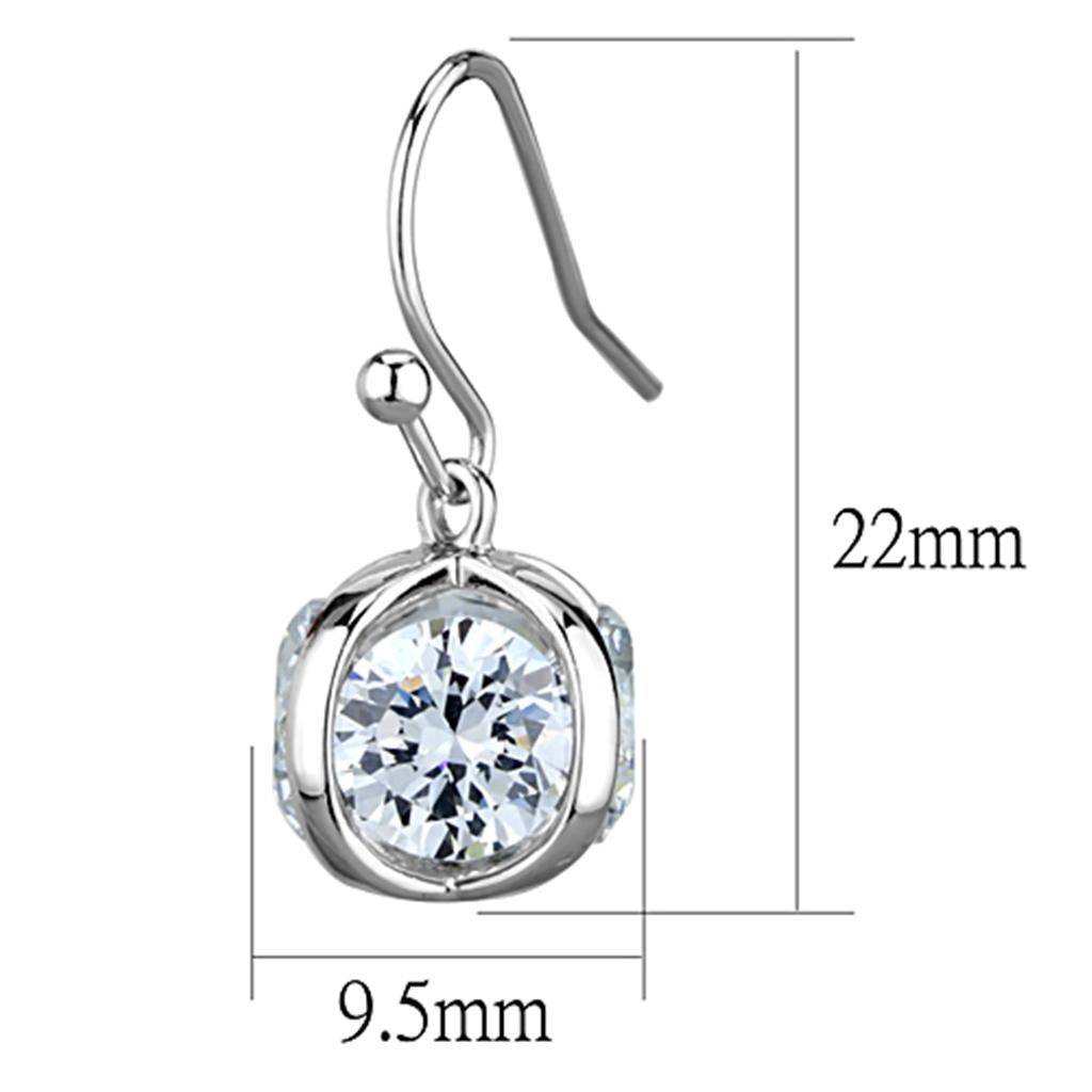 MA3W644 - Rhodium Brass Earrings with AAA Grade CZ  in Clear