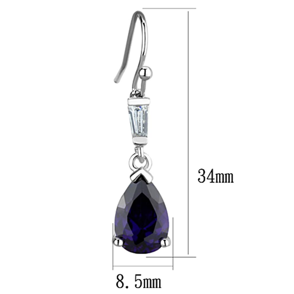 MA3W648 - Rhodium Brass Earrings with AAA Grade CZ  in Amethyst