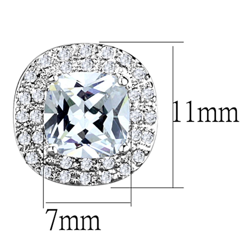 MA3W651 - Rhodium Brass Earrings with AAA Grade CZ  in Clear