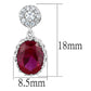 MA3W653 - Rhodium Brass Earrings with AAA Grade CZ  in Ruby
