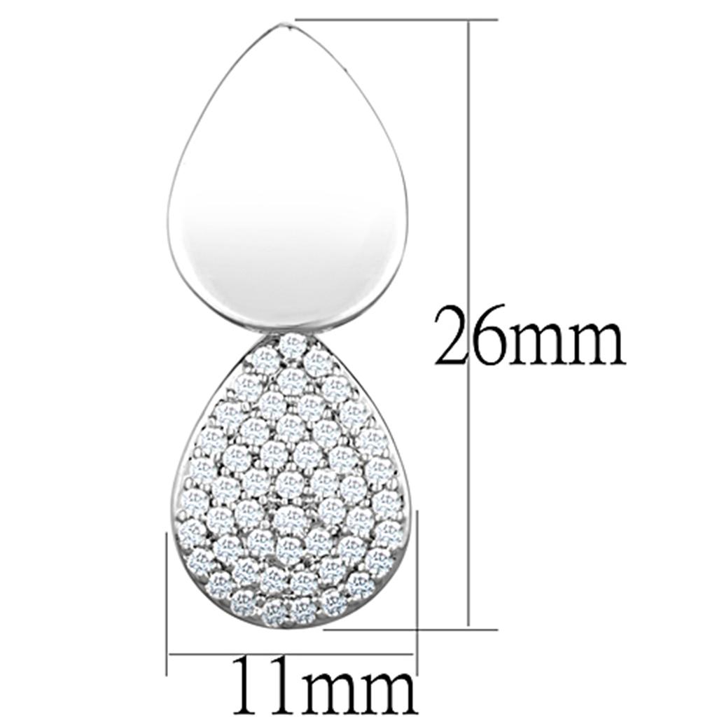 MA3W659 - Rhodium Brass Earrings with AAA Grade CZ  in Clear