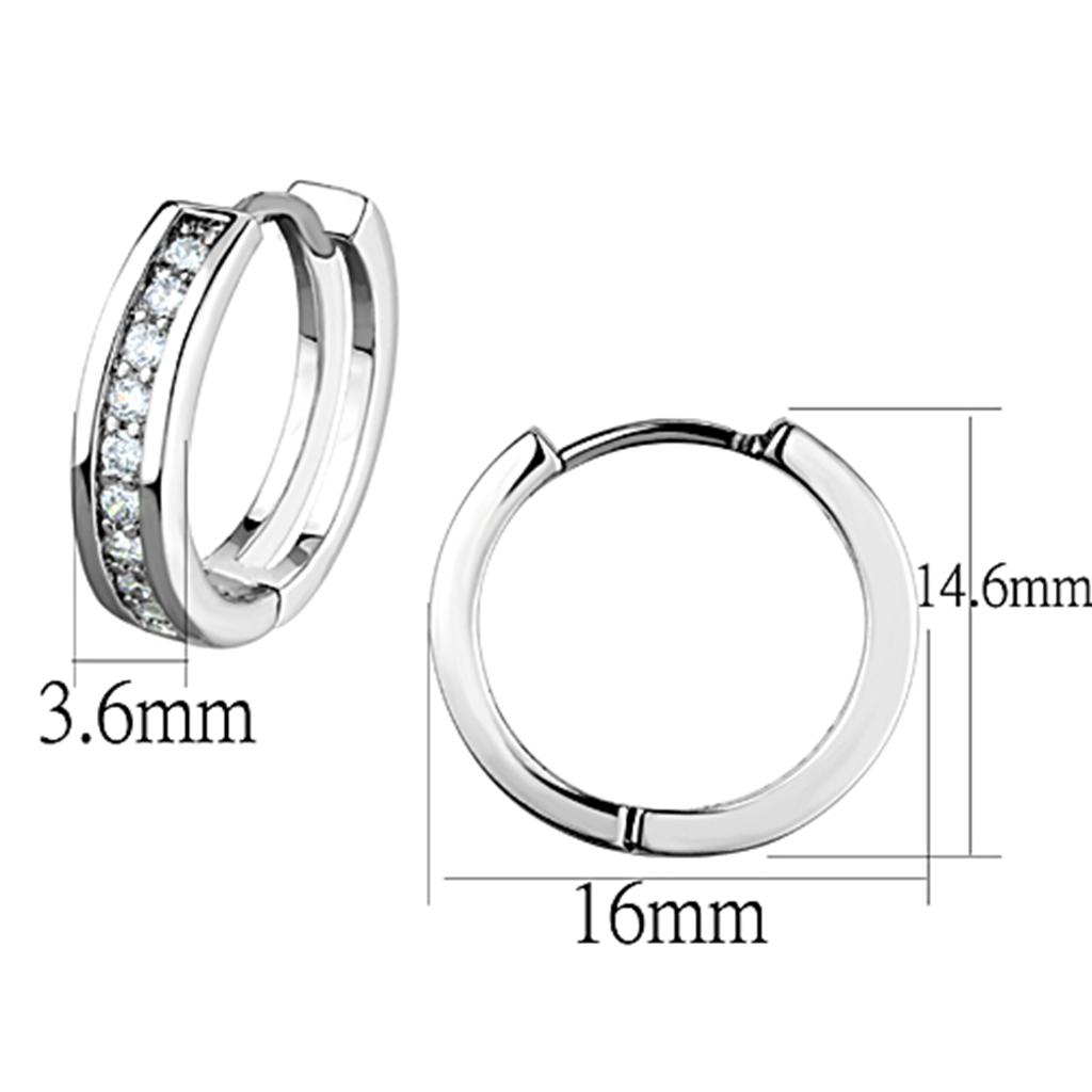 MA3W660 - Rhodium Brass Earrings with AAA Grade CZ  in Clear