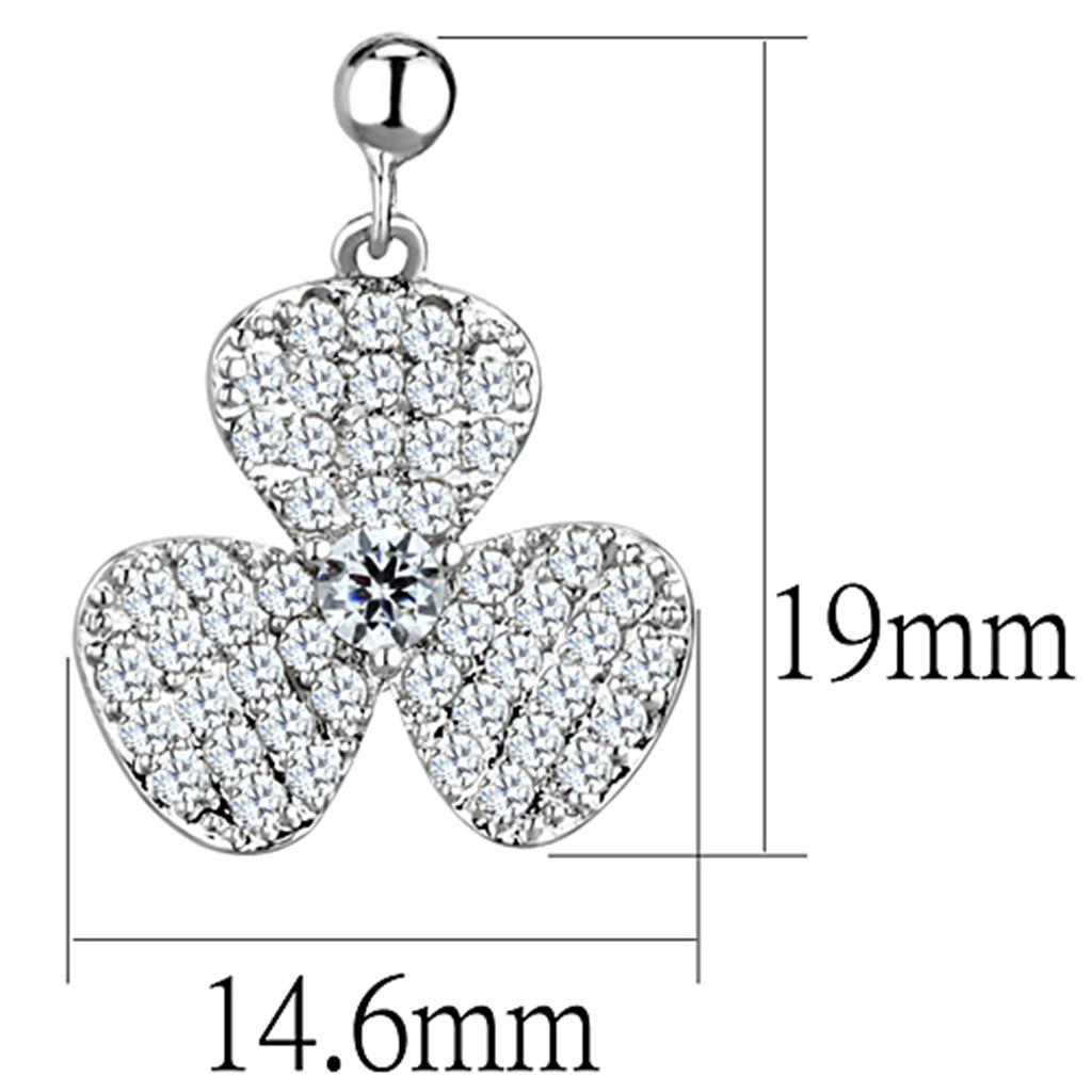 MA3W662 - Rhodium Brass Earrings with AAA Grade CZ  in Clear