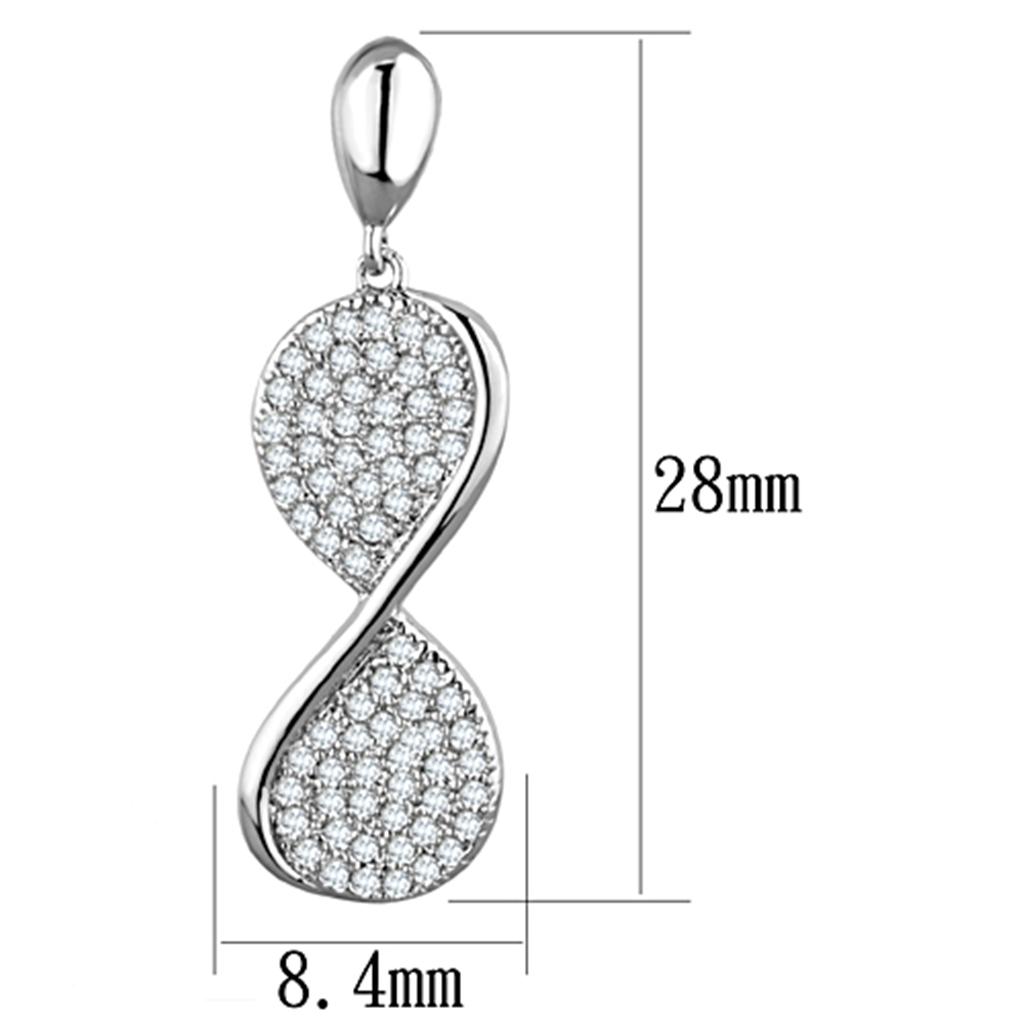MA3W663 - Rhodium Brass Earrings with AAA Grade CZ  in Clear