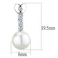 MA3W675 - Rhodium Brass Earrings with Synthetic Pearl in White