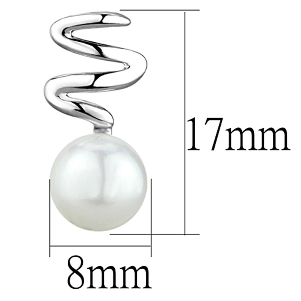 MA3W687 - Rhodium Brass Earrings with Synthetic Pearl in White