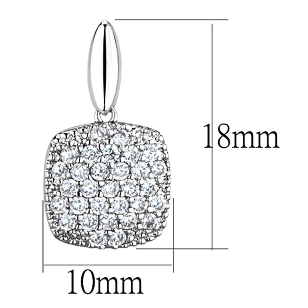 MA3W691 - Rhodium Brass Earrings with AAA Grade CZ  in Clear
