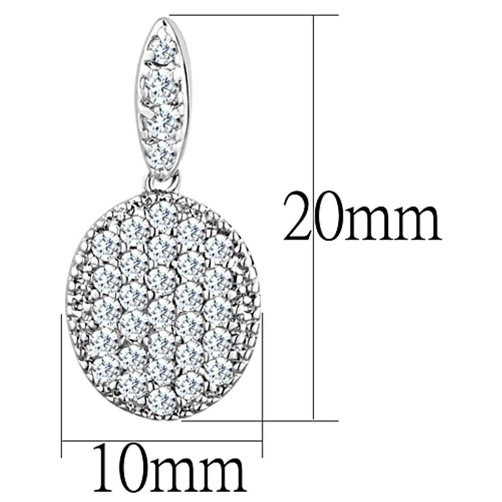 MA3W692 - Rhodium Brass Earrings with AAA Grade CZ  in Clear