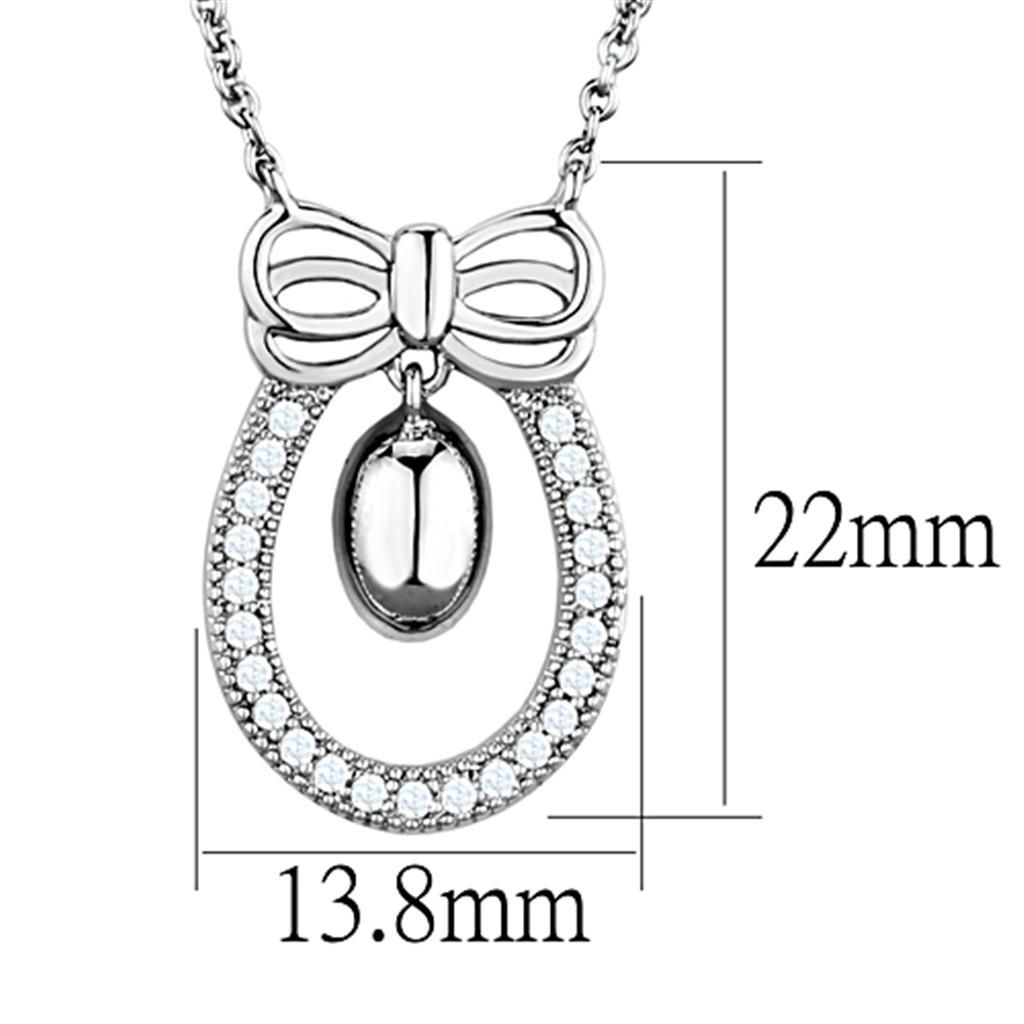 MA3W718 - Rhodium Brass Necklace with AAA Grade CZ  in Clear
