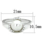 MA3W721 - Rhodium Brass Ring with Synthetic Pearl in White