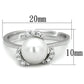 MA3W722 - Rhodium Brass Ring with Synthetic Pearl in White