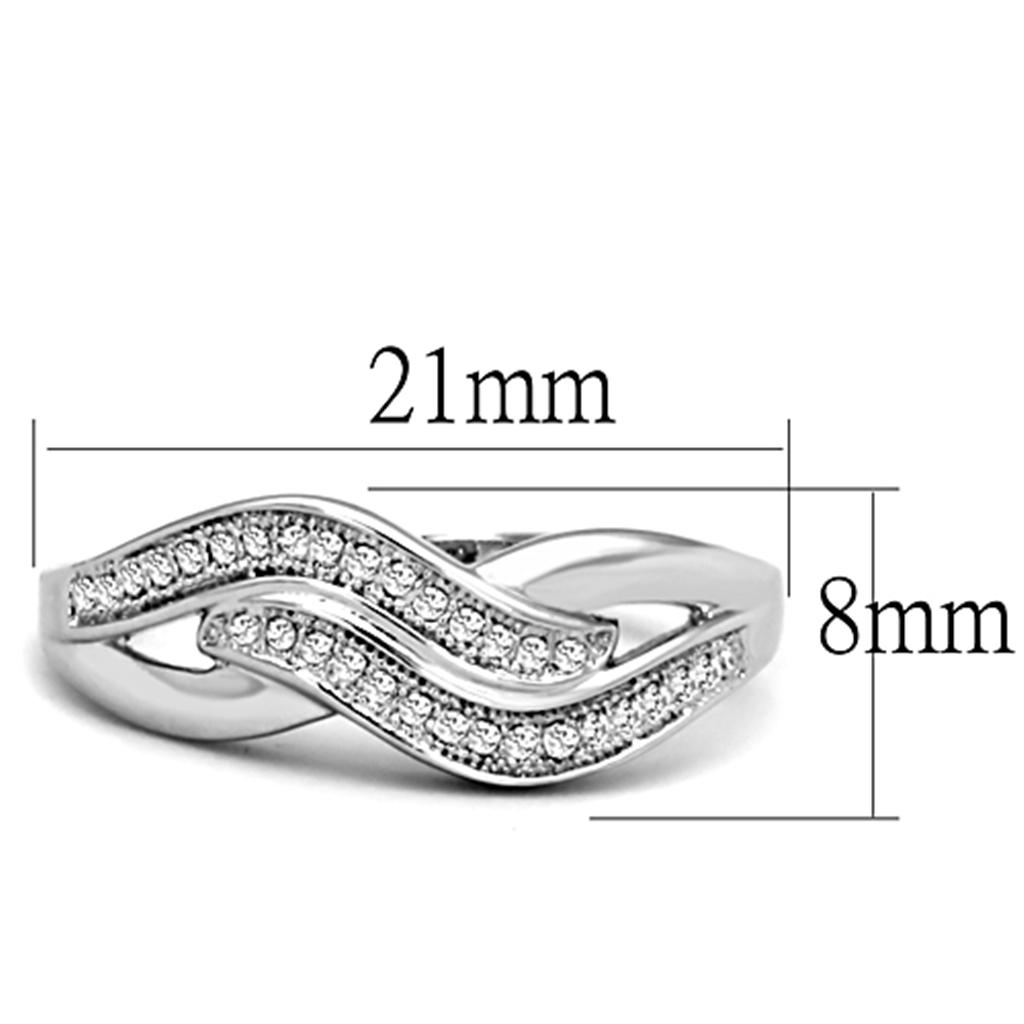 MA3W724 - Rhodium Brass Ring with AAA Grade CZ  in Clear