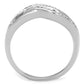 MA3W724 - Rhodium Brass Ring with AAA Grade CZ  in Clear