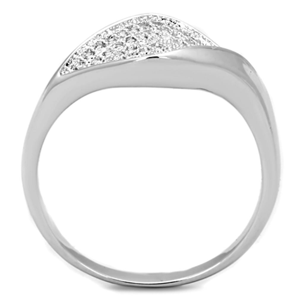 MA3W726 - Rhodium Brass Ring with AAA Grade CZ  in Clear