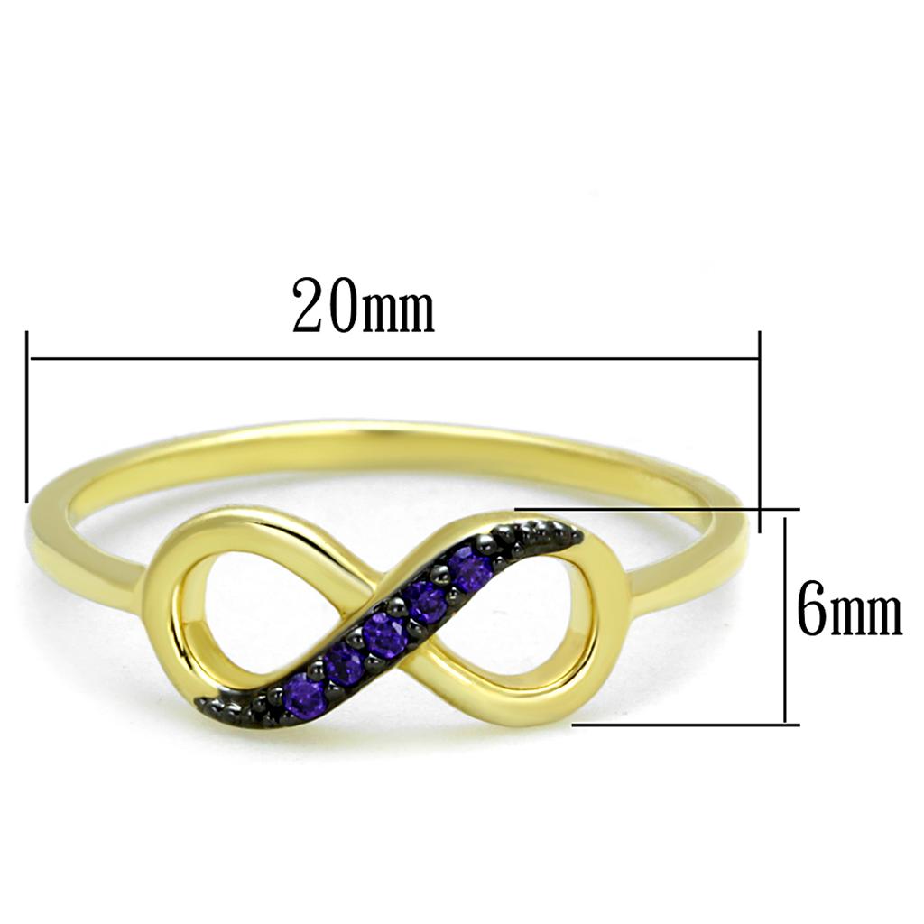 MA3W727 - Gold+Ruthenium Brass Ring with AAA Grade CZ  in Tanzanite