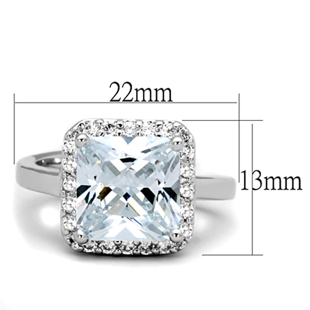 MA3W729 - Rhodium Brass Ring with AAA Grade CZ  in Clear