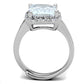MA3W729 - Rhodium Brass Ring with AAA Grade CZ  in Clear