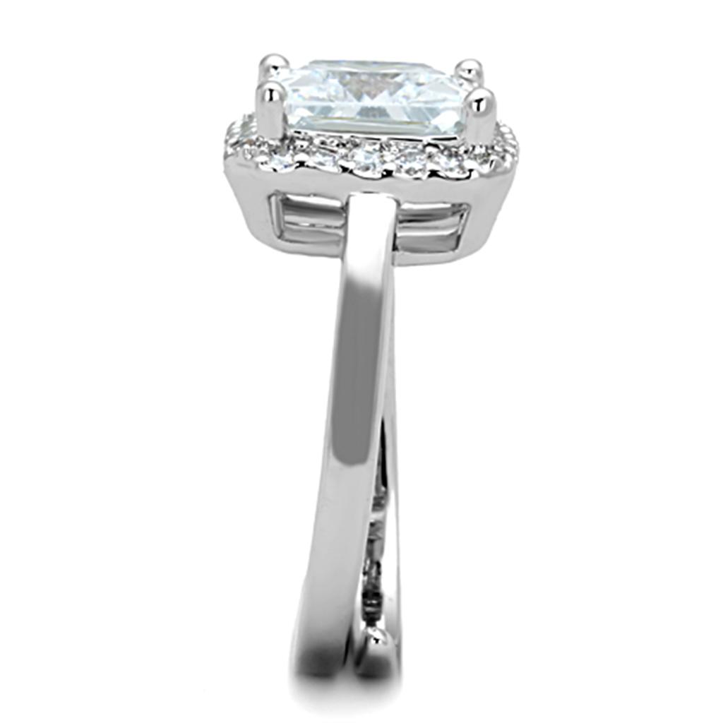 MA3W729 - Rhodium Brass Ring with AAA Grade CZ  in Clear