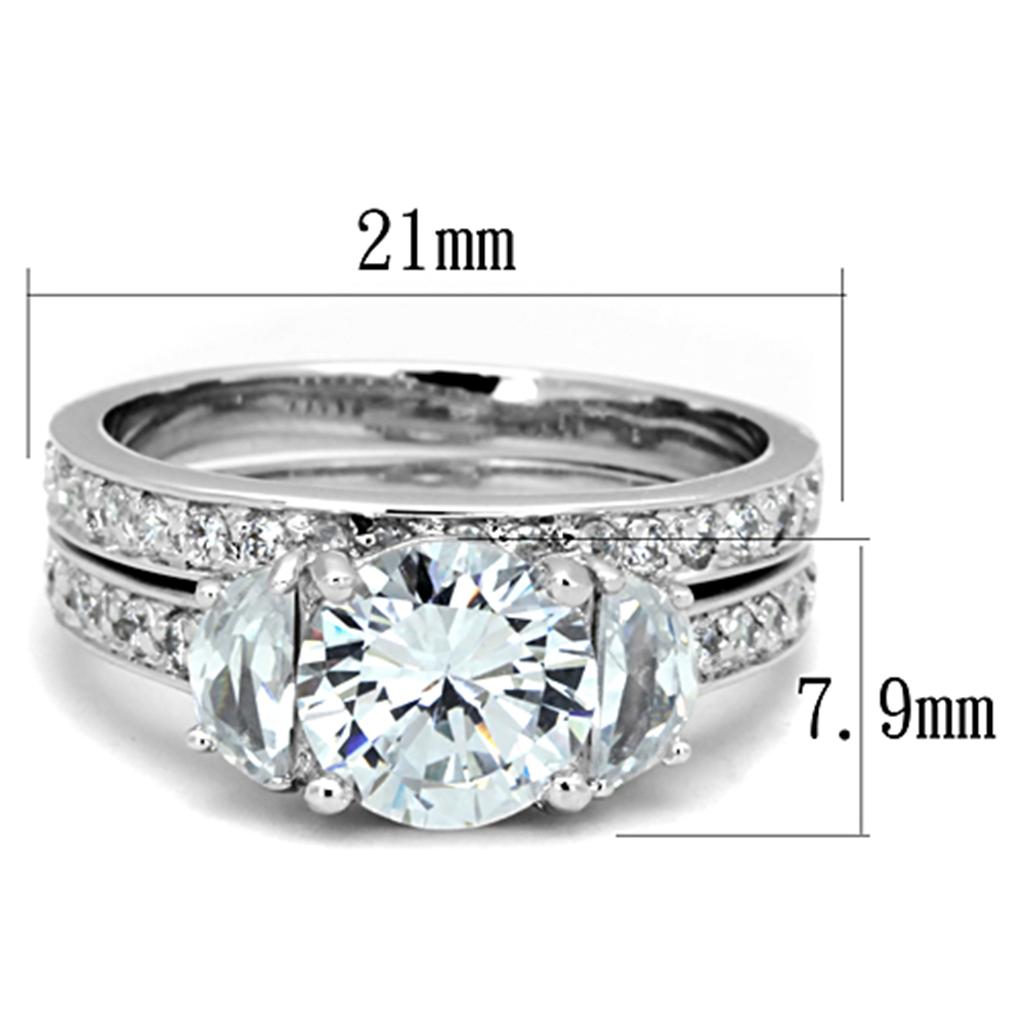 MA3W731 - Rhodium Brass Ring with AAA Grade CZ  in Clear