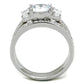 MA3W731 - Rhodium Brass Ring with AAA Grade CZ  in Clear