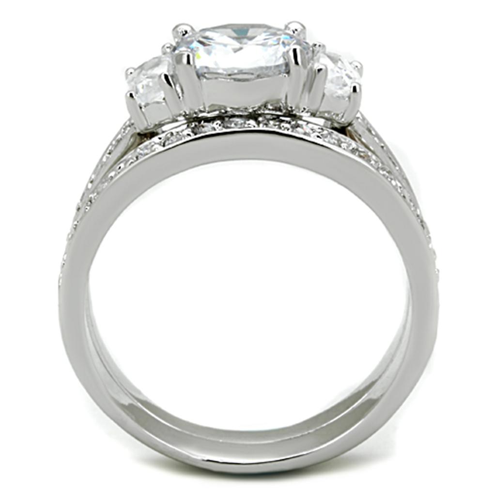 MA3W731 - Rhodium Brass Ring with AAA Grade CZ  in Clear