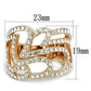 MA3W733 - Rose Gold Brass Ring with Top Grade Crystal  in Clear