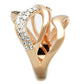 MA3W737 - Rose Gold Brass Ring with Top Grade Crystal  in Clear
