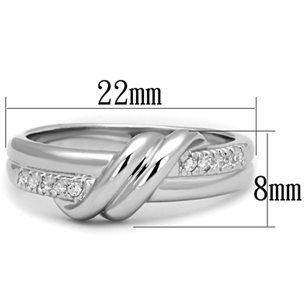 MA3W741 - Rhodium Brass Ring with AAA Grade CZ  in Clear