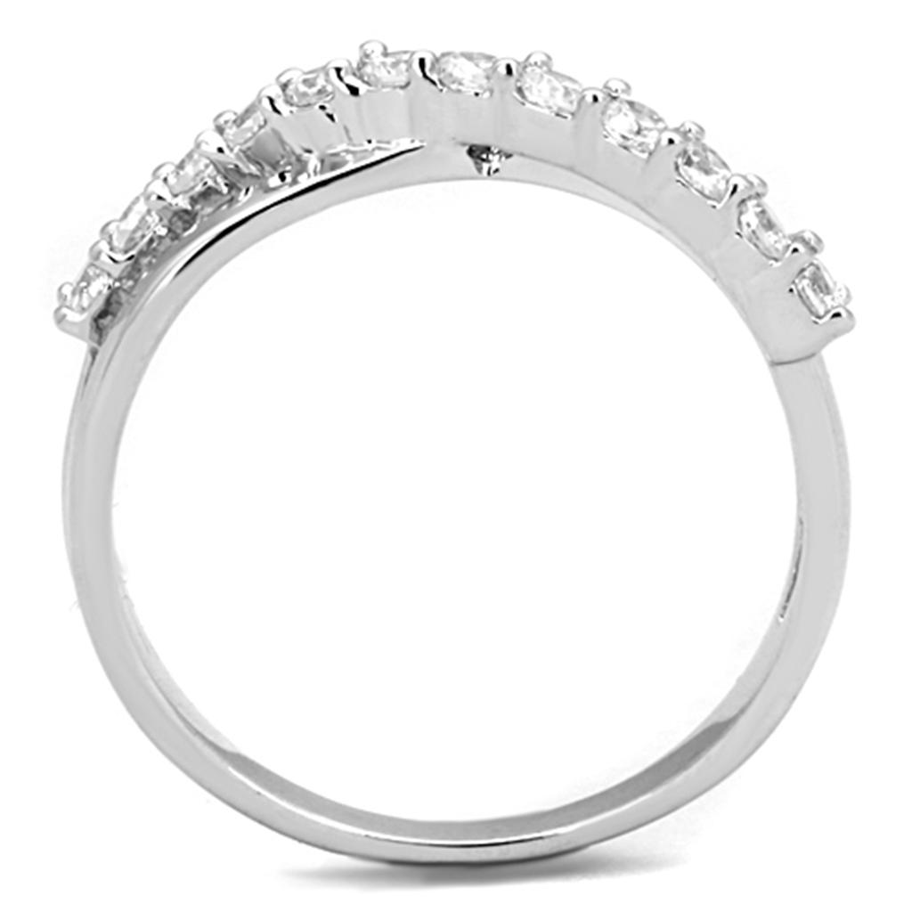 MA3W742 - Rhodium Brass Ring with AAA Grade CZ  in Clear