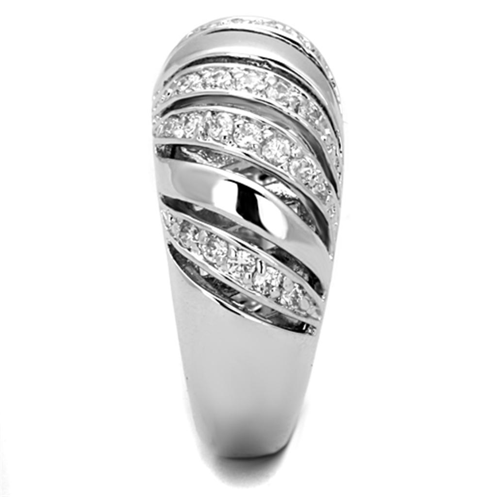 MA3W743 - Rhodium Brass Ring with AAA Grade CZ  in Clear