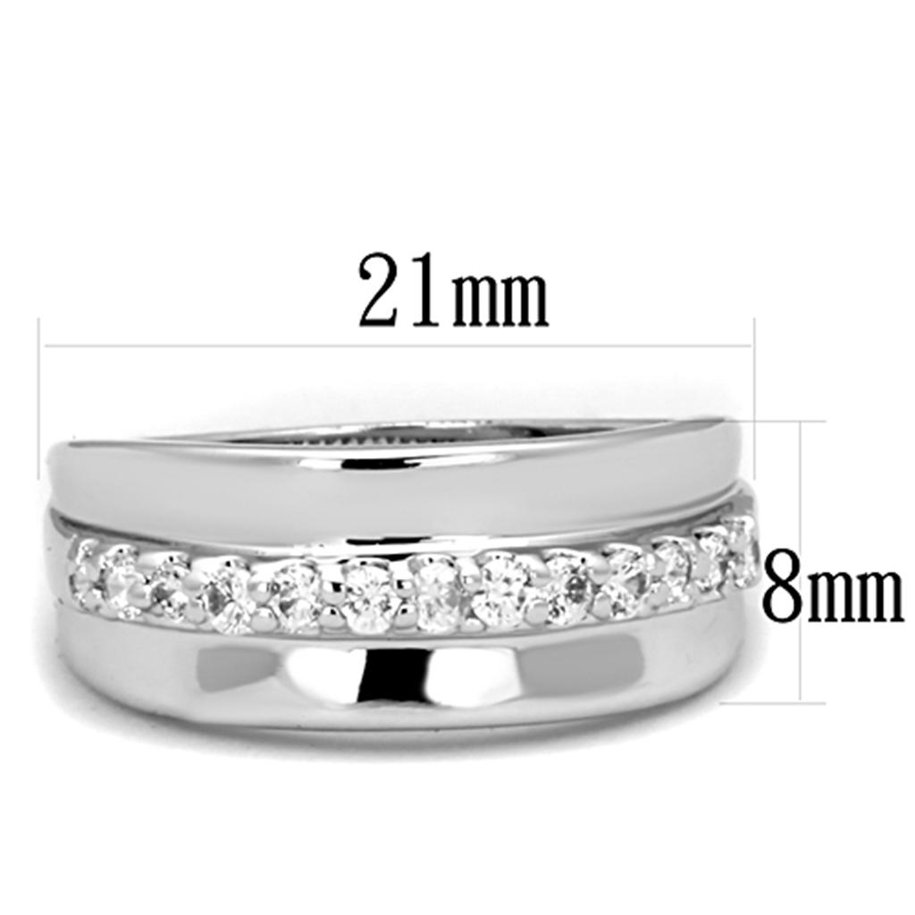 MA3W748 - Rhodium Brass Ring with AAA Grade CZ  in Clear