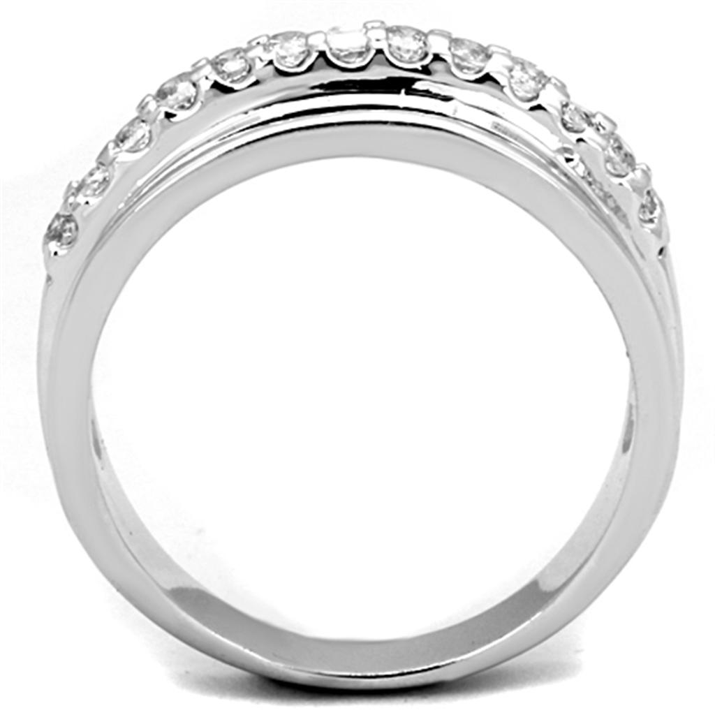 MA3W748 - Rhodium Brass Ring with AAA Grade CZ  in Clear