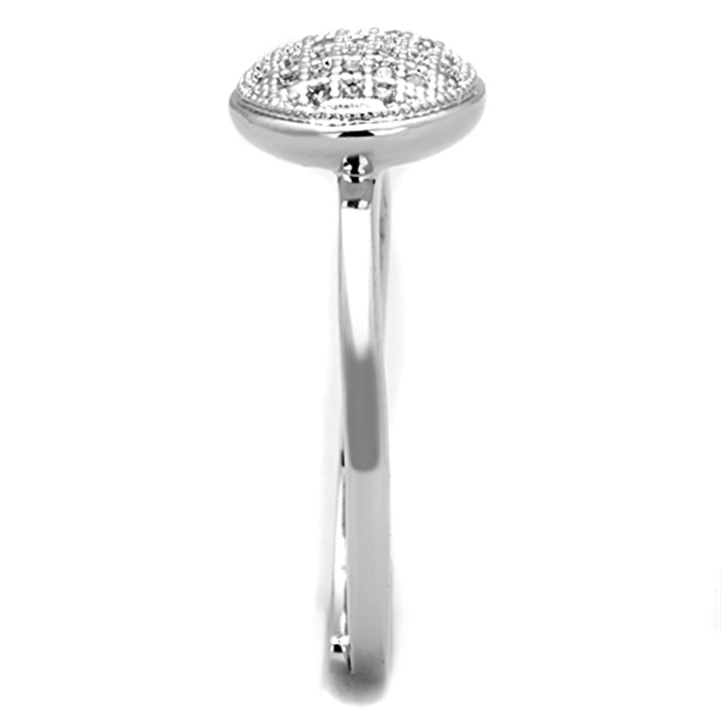 MA3W749 - Rhodium Brass Ring with AAA Grade CZ  in Clear