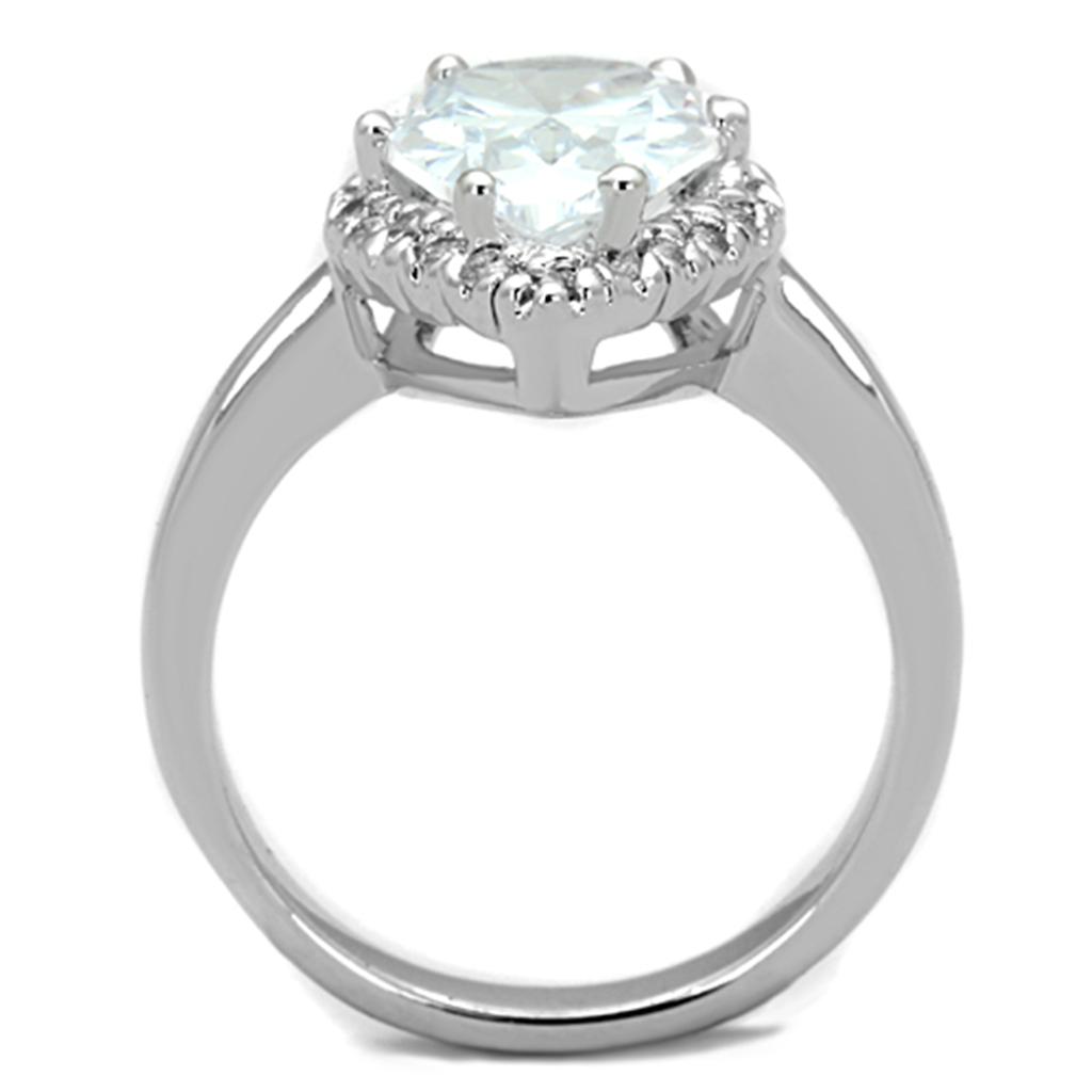 MA3W750 - Rhodium Brass Ring with AAA Grade CZ  in Clear