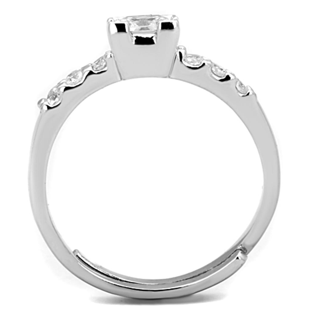 MA3W751 - Rhodium Brass Ring with AAA Grade CZ  in Clear