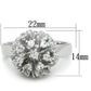 MA3W752 - Rhodium Brass Ring with AAA Grade CZ  in Clear