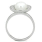 MA3W755 - Rhodium Brass Ring with Synthetic Pearl in White