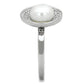 MA3W755 - Rhodium Brass Ring with Synthetic Pearl in White