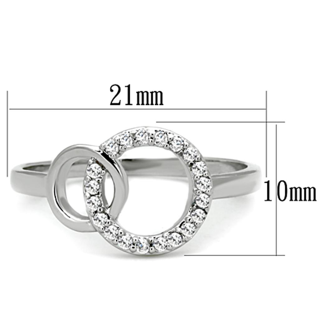 MA3W756 - Rhodium Brass Ring with AAA Grade CZ  in Clear