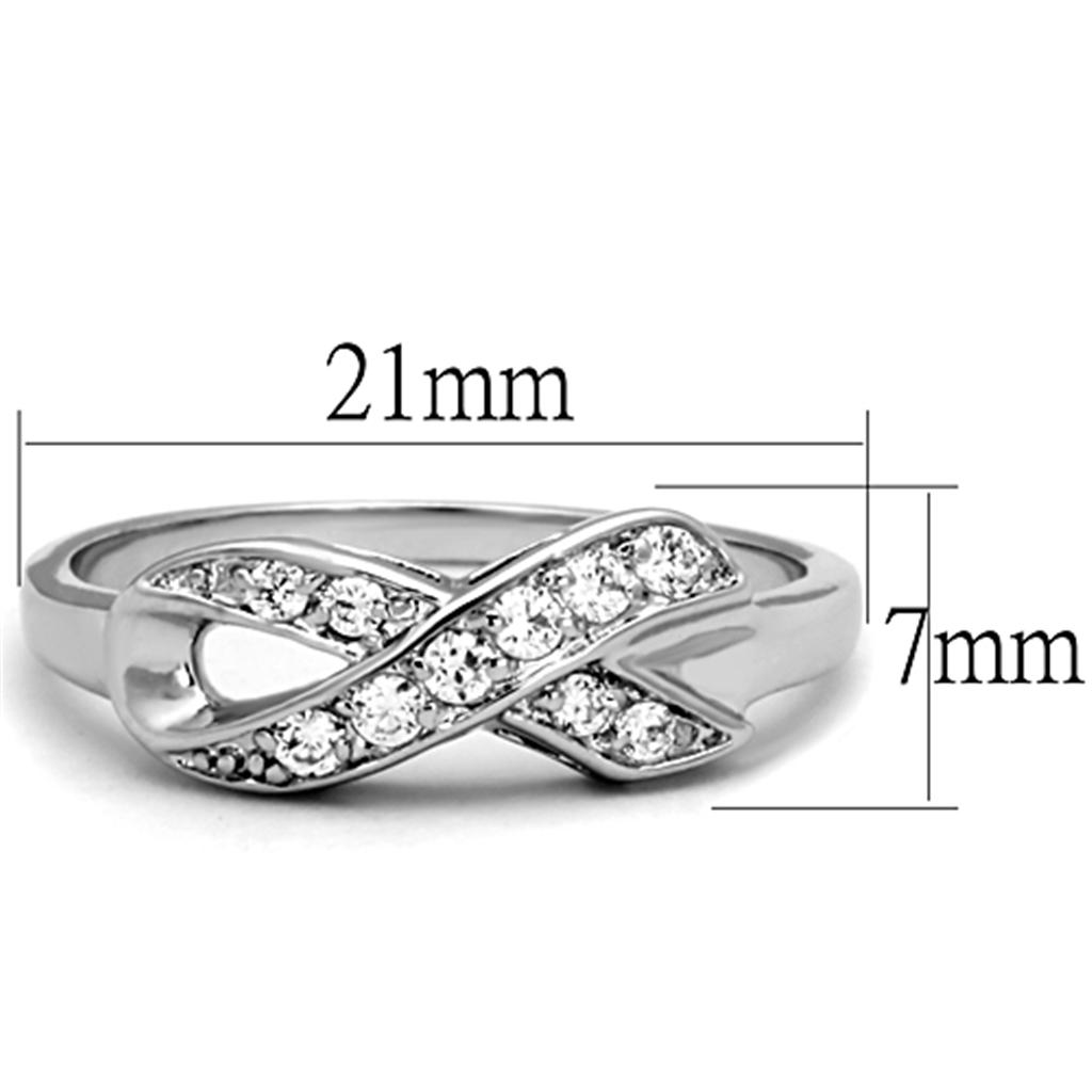 MA3W757 - Rhodium Brass Ring with AAA Grade CZ  in Clear