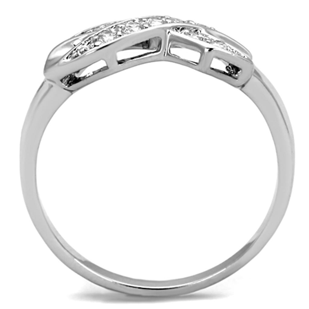 MA3W757 - Rhodium Brass Ring with AAA Grade CZ  in Clear