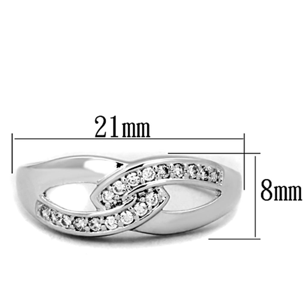 MA3W763 - Rhodium Brass Ring with AAA Grade CZ  in Clear