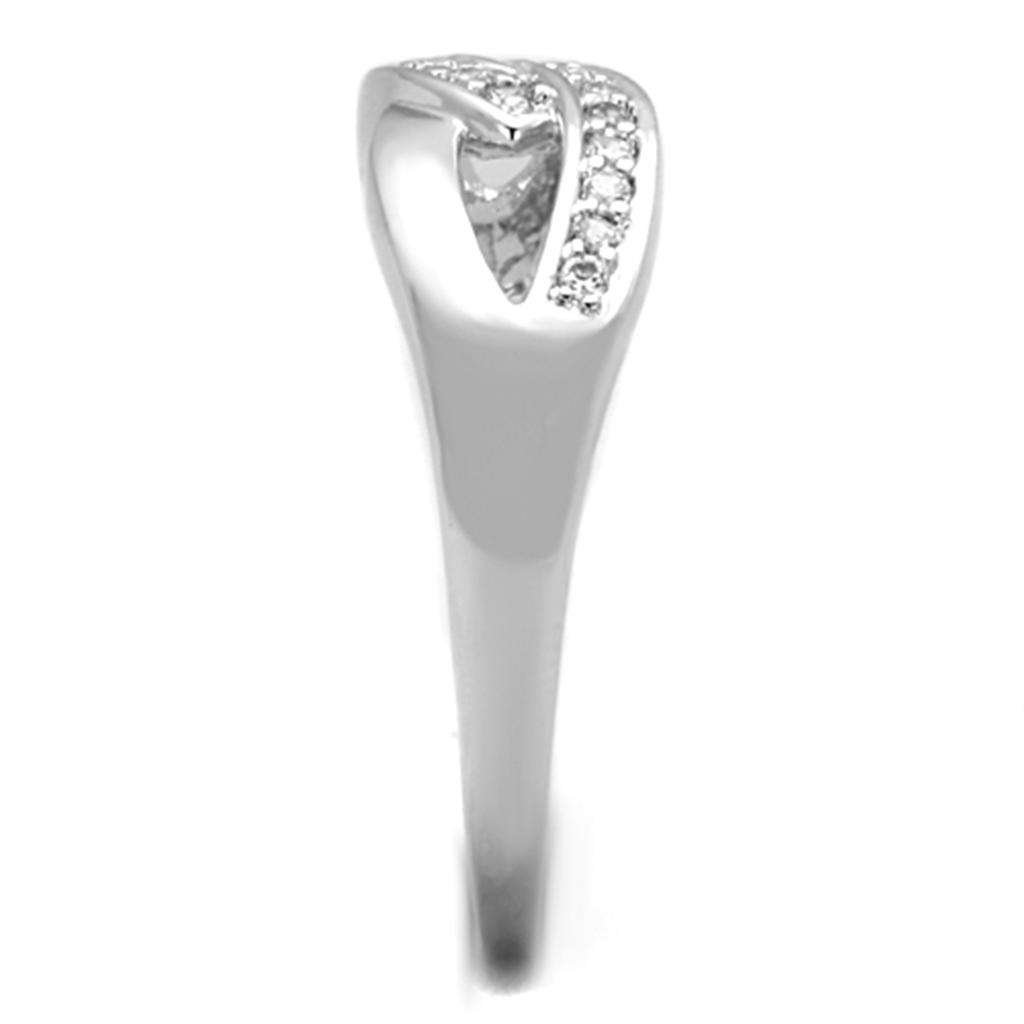 MA3W763 - Rhodium Brass Ring with AAA Grade CZ  in Clear