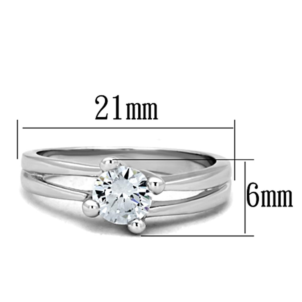 MA3W764 - Rhodium Brass Ring with AAA Grade CZ  in Clear